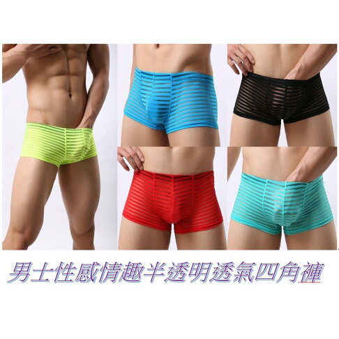 男士內褲 網紗提花 男士平口內褲 四角褲 性感情趣 半透明 透氣四角褲 低腰內褲 0