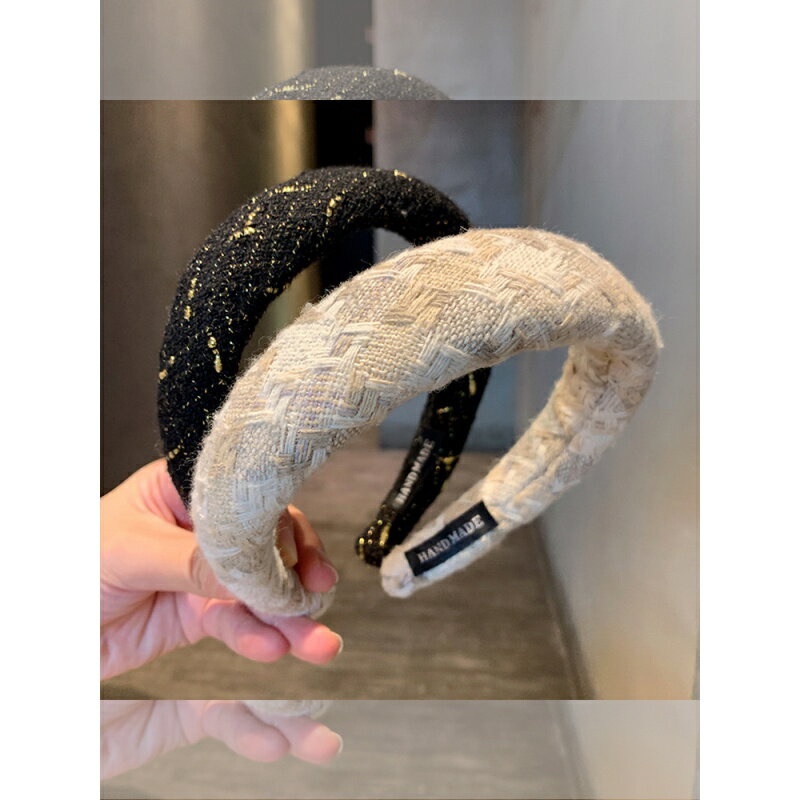 復古法式小香風海綿頭箍女韓版新款增高顱頂秋冬外出百搭寬邊發箍