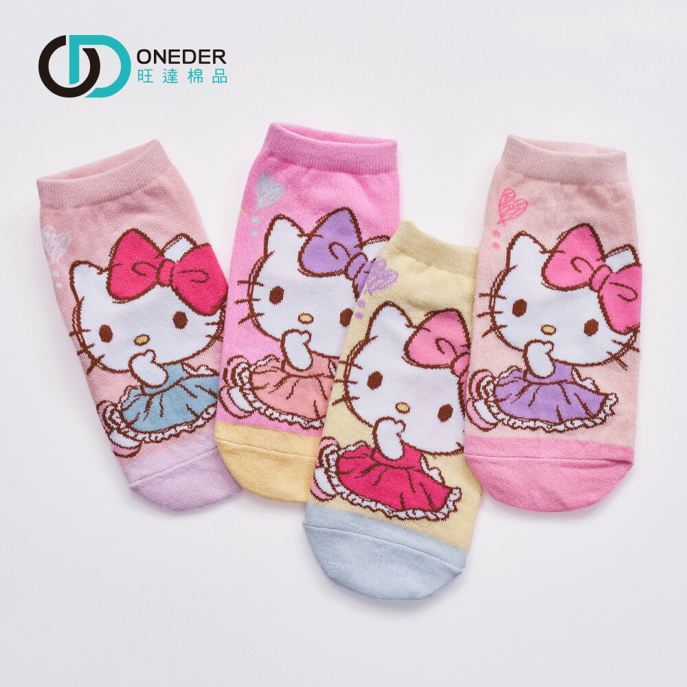 Sanrio 三麗鷗 KITTY直版襪 凱蒂貓兒童短襪 女童襪 台灣製童襪【旺達棉品】KT-A649