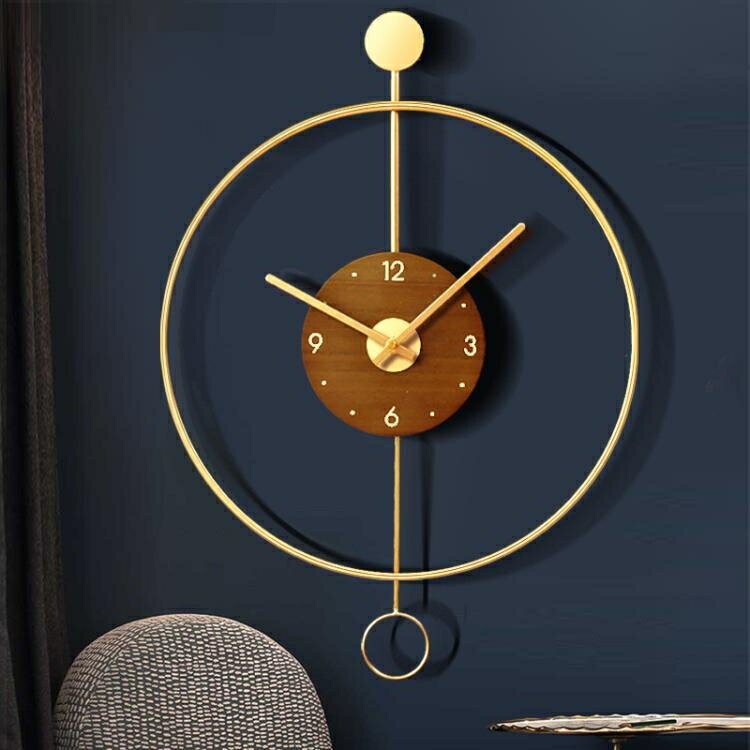 西班牙北歐極簡約家用客廳掛鐘現代輕奢鐘錶裝飾鐘創意個性掛墻錶【摩可美家】