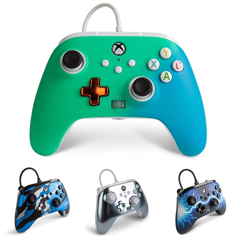 [2美國直購] PowerA 增強型 Xbox Series X|S 有線控制器 遊戲手把 金屬銀/閃電藍/迷彩藍/藍綠