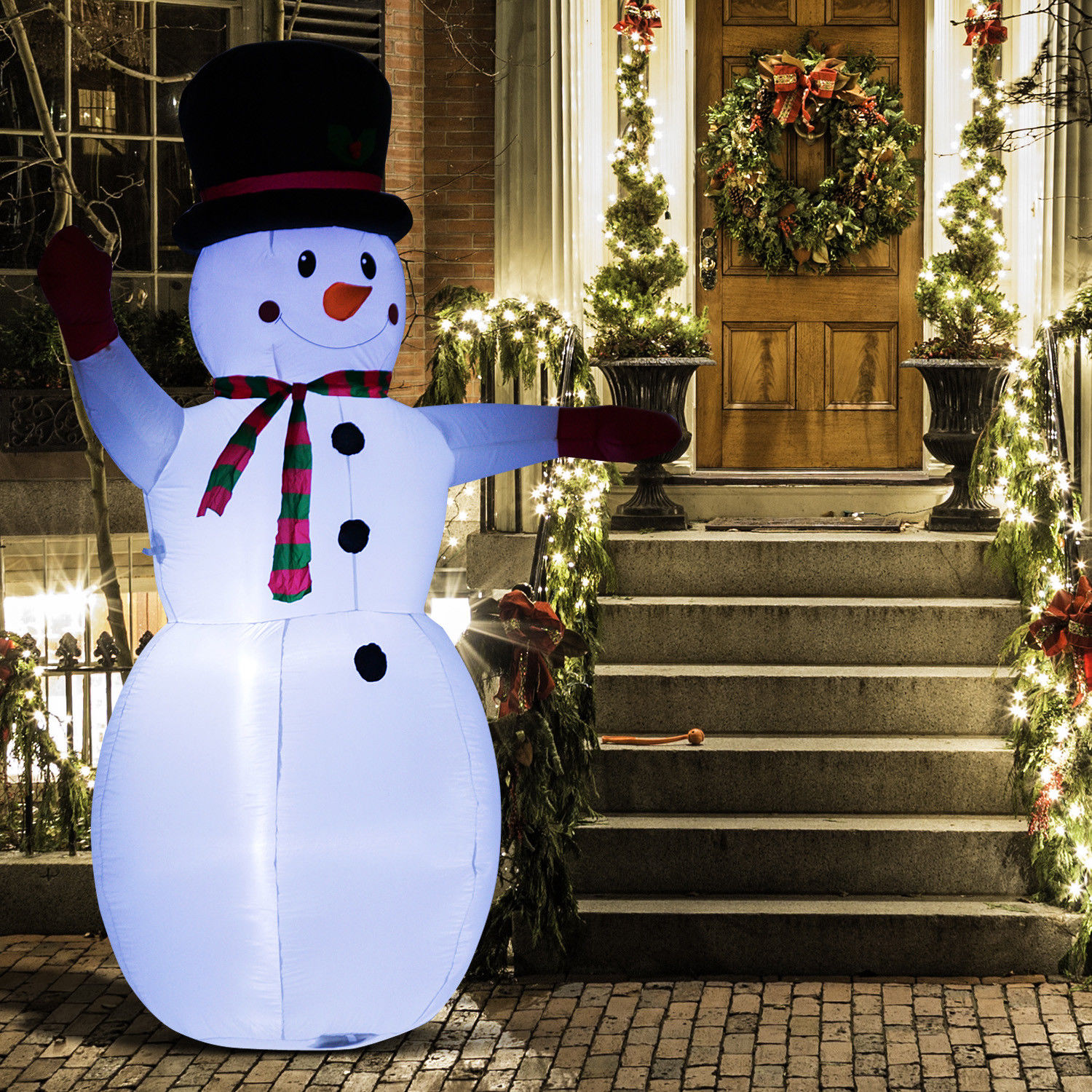 Aosom 8 Waving Snowman Led Lighted Outdoor Air Blown Inflatable