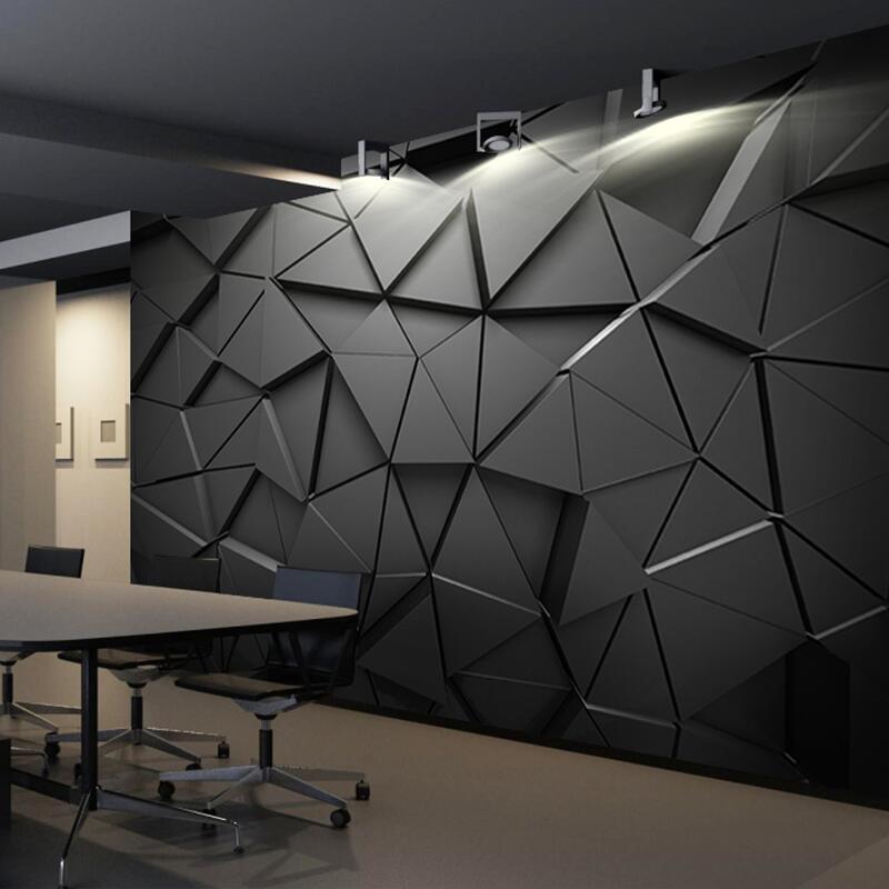 3D立體幾何凹凸科技感壁紙公司辦公室會議前臺裝修背景墻紙工業風