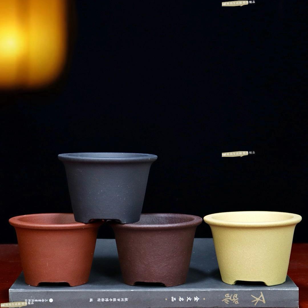 花盆 花器 紫砂花盆 精品紫砂花盆小多肉菖蒲綠植盆景盆陶瓷透氣雲竹圓形桌面小盆