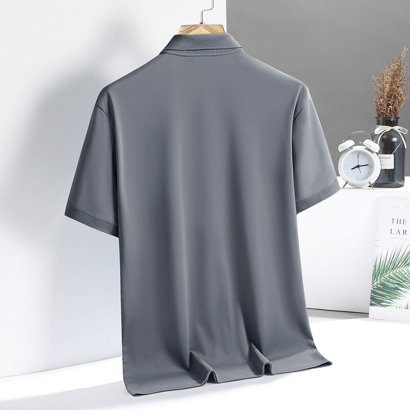 【喜挖】polo衫男士短袖t恤夏季冰絲薄款翻領半袖爸爸裝商務休閒潮牌衣服 2