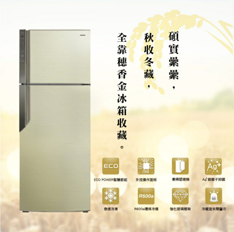 【折300】可議價✨HERAN/禾聯✨  HRE-B4823V 穗香金系列變頻一級雙門電冰箱-485L ★僅竹苗含安裝定位 1