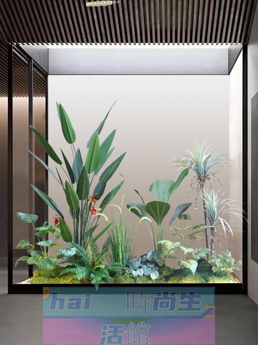 免運 可開發票 大型模擬綠植造景室內商場櫥窗樣板間假植物盆栽裝飾樓梯下景觀
