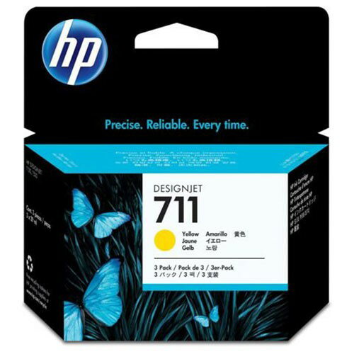 【領券最高折220】HP NO.711 原廠黃色墨水匣三入一組 CZ136A (29mlx3) 適用:HP T520/T120/T530/T130