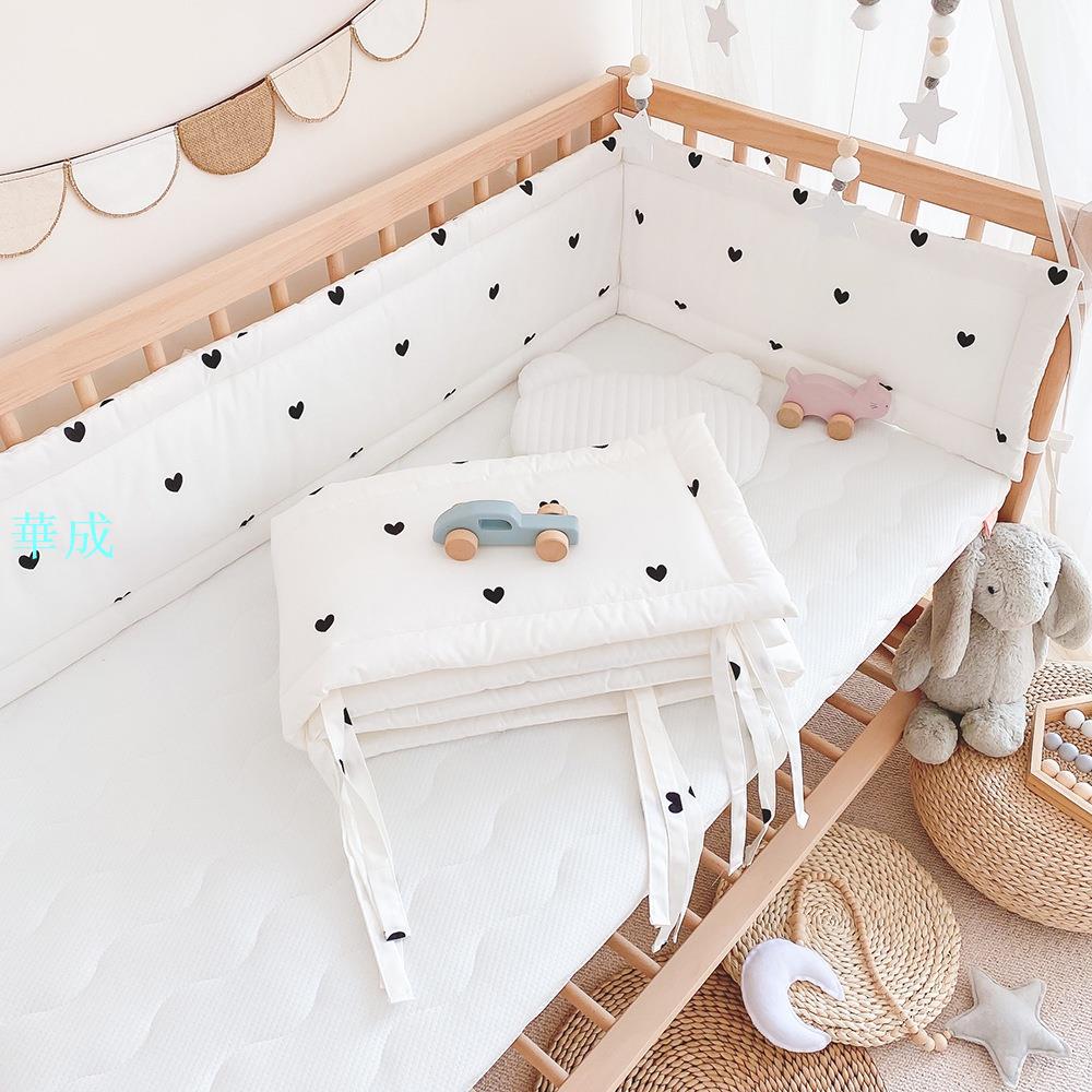 嬰兒床純棉床圍ins卡通絎縫棉質新生兒寶寶圍欄幼兒防撞床上套件
