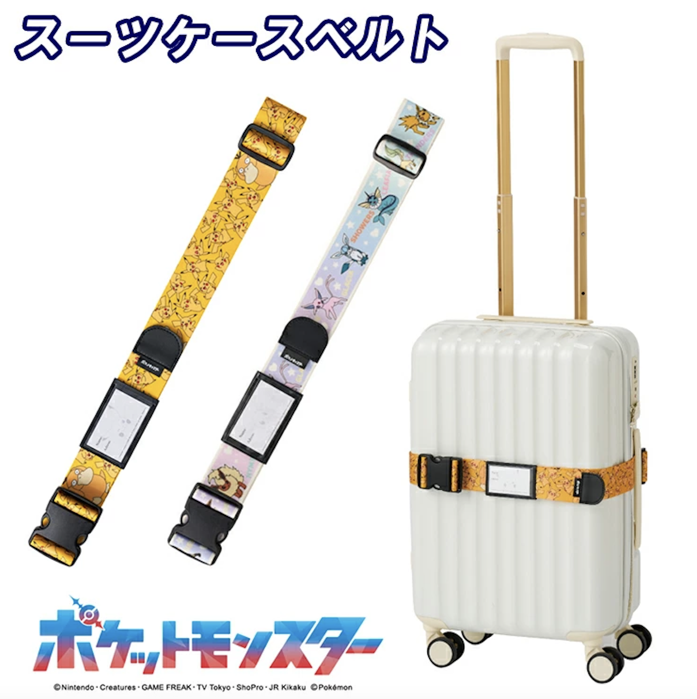(附發票) 日本正版 寶可夢伊布 皮卡丘 行李束帶