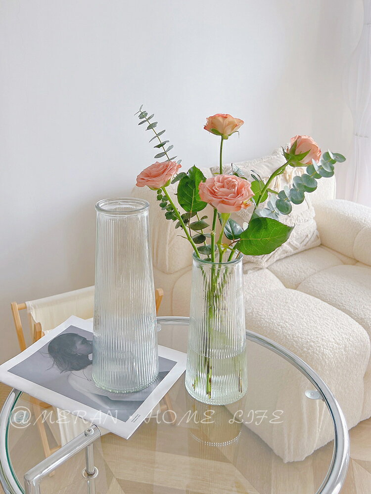 【滿299出貨】北歐ins風簡約玻璃花瓶透明玫瑰百合富貴竹花瓶客廳餐桌插花擺件