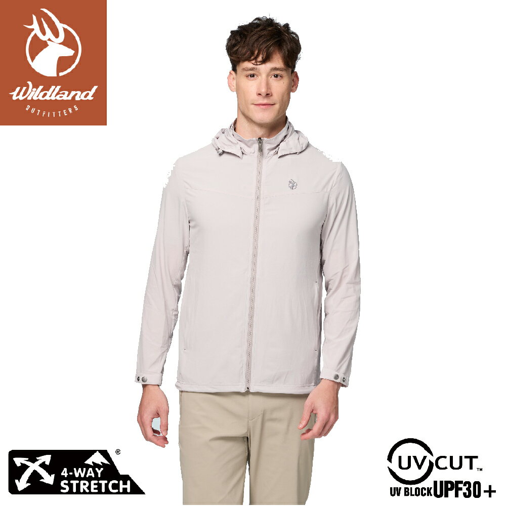 【Wildland 荒野 男 彈性透氣抗UV50輕薄外套《冰山灰》】0B31908/防曬外套/機能外套