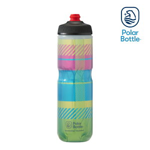 Polar Bottle 24oz 方格紋雙層保冷噴射水壺 Tartan 綠-藍 Green-Blue / 自行車 水壺 單車 保冷 噴射水壺
