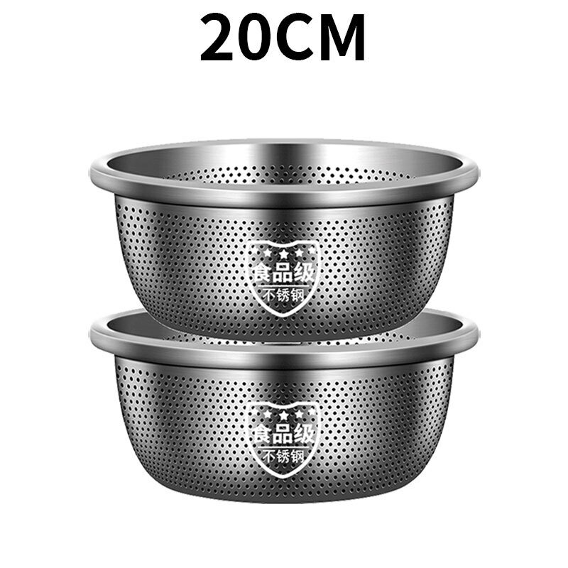 【喜挖】食品級不銹鋼瀝水籃加厚洗菜淘米篩水籃瀝水淘米漏盆 0