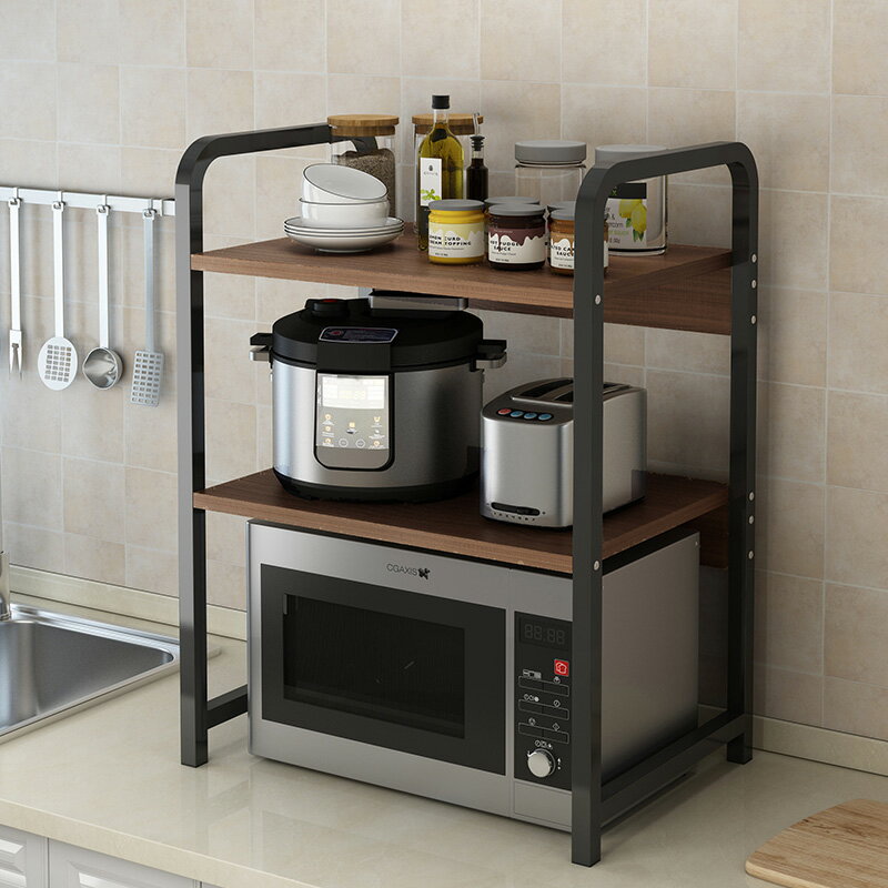 廚房微波爐置物架家用桌面雙層調料收納架多功能烤箱架多層碗架子