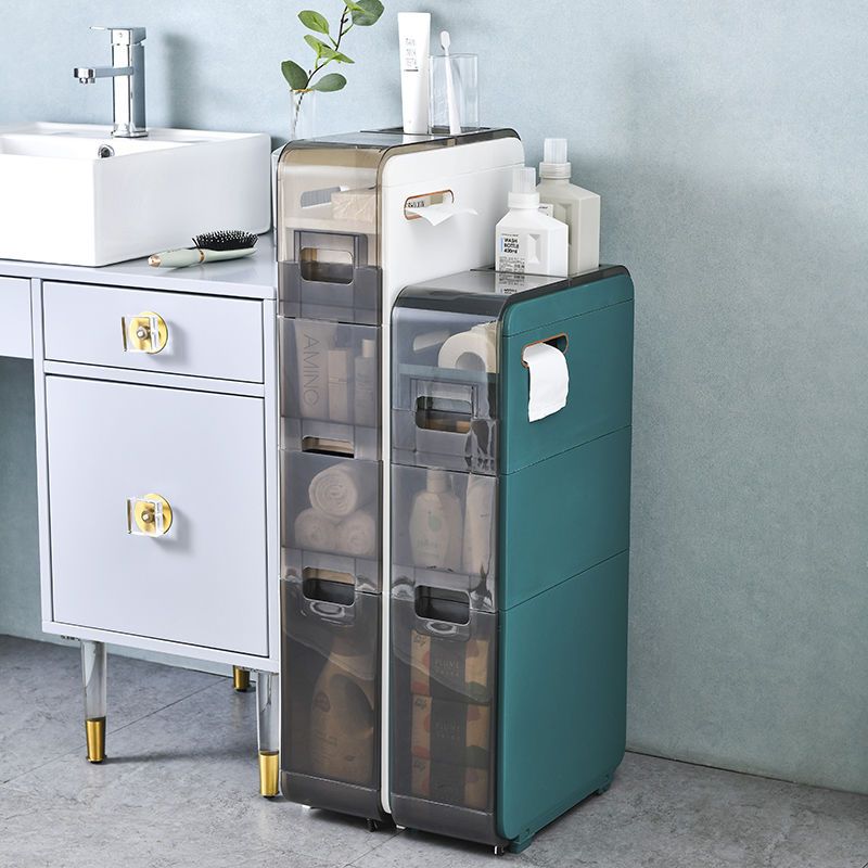 14cm寬廚房冰箱置物架縫隙窄整理柜抽屜式浴室夾縫帶輪移動收納柜