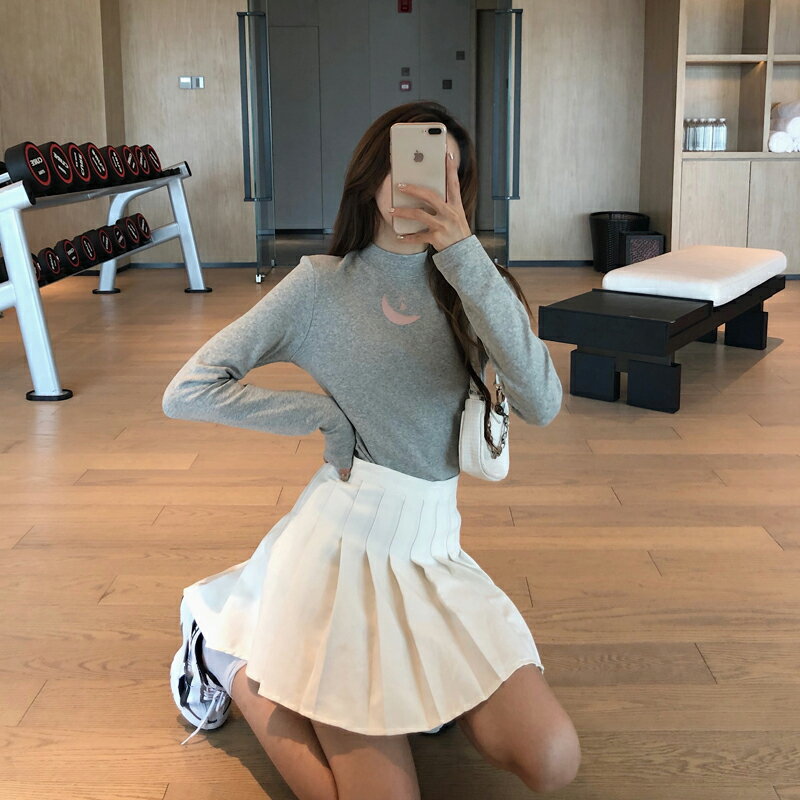 打底衫女秋冬半高領韓版內搭長袖修身洋氣黑色上衣T恤年新款 4