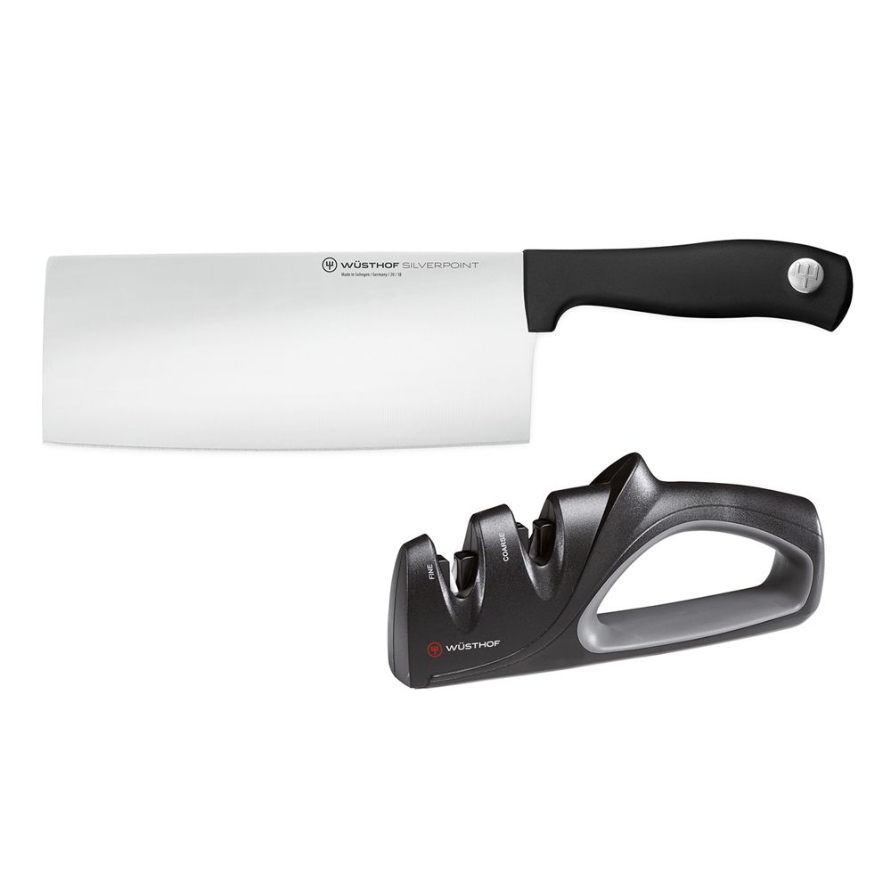 Wusthof Silver Point 中式菜刀+磨刀器18cm # 1135160205【APP下單4%點數回饋】