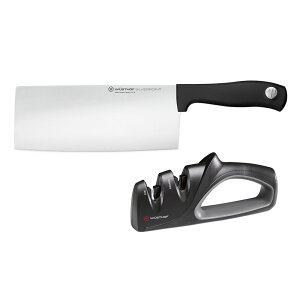 Wusthof Silver Point 中式菜刀+磨刀器18cm # 1135160205【最高點數22%點數回饋】