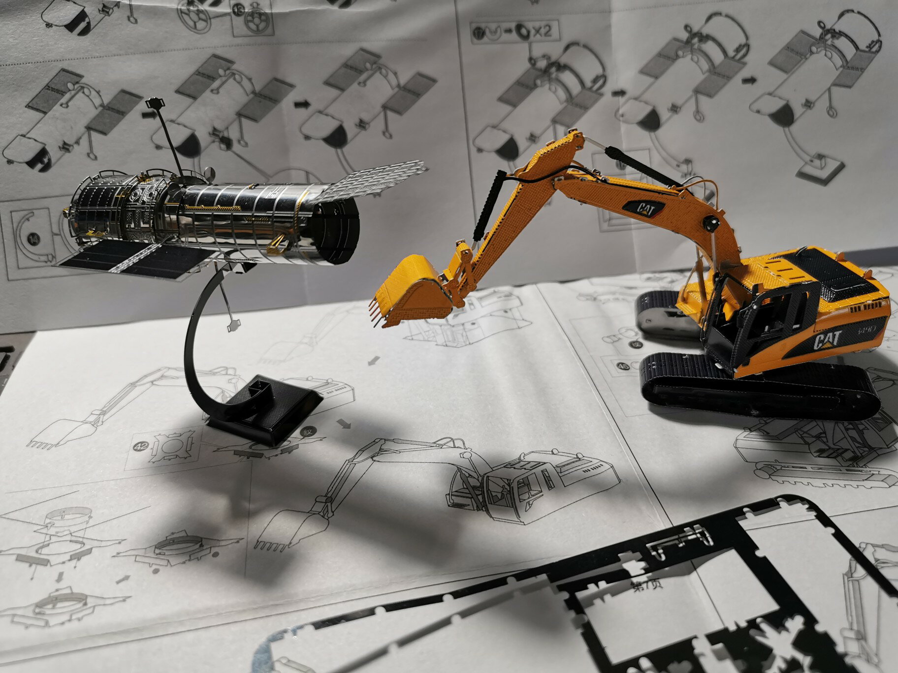 3D全金屬拼裝模型 DIY金屬拼圖工程車系列 彩色挖掘機挖土機