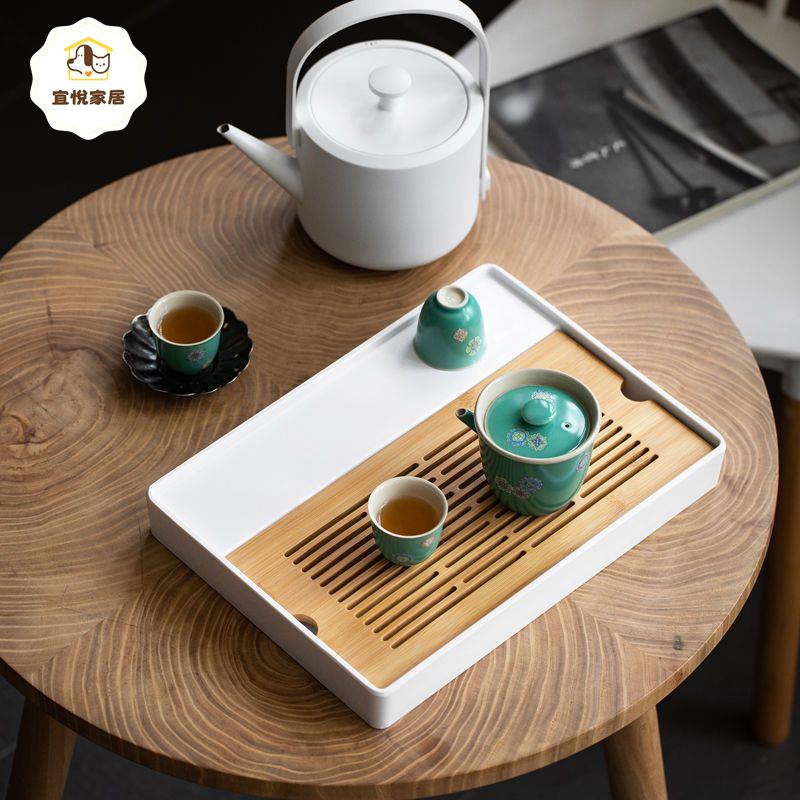 茶盤 小型干泡盤 簡約竹制茶具 托盤 長方形儲水茶臺家用 客廳瀝水茶盤 [PP0504042]