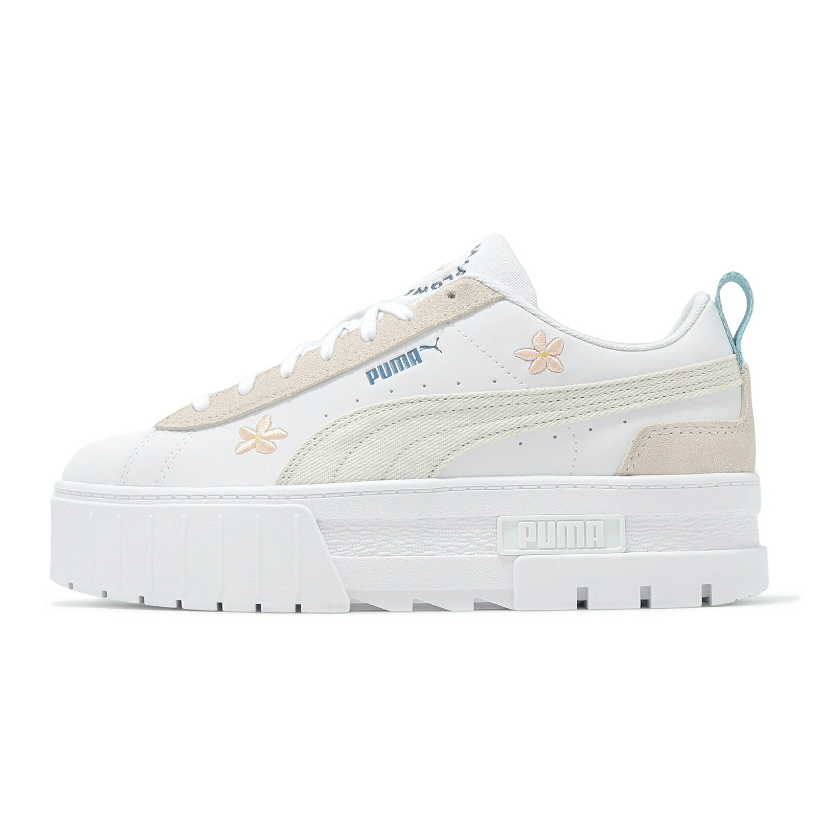 Puma 休閒鞋 Mayze Embroidery Wns 女鞋 白 藍 刺繡 花 厚底 增高 鬆糕鞋 39967402
