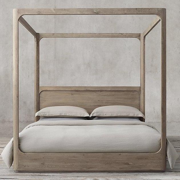 【可打統編 超低價】RH美式鄉村實木橡木床覆古做舊床法式四柱床架子床立柱蚊帳紗幔床 3