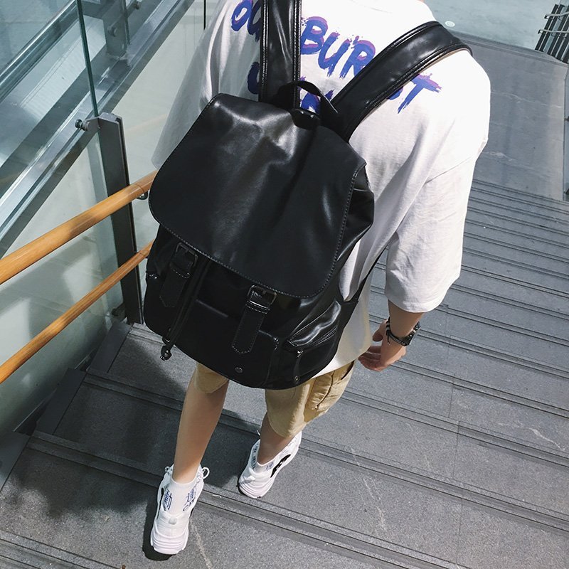 FINDSENSE H1 韓國 時尚 潮 男女 情侶包百搭 PU皮大容量 雙肩包 休閒 後背包 雙肩包 學生 電腦包