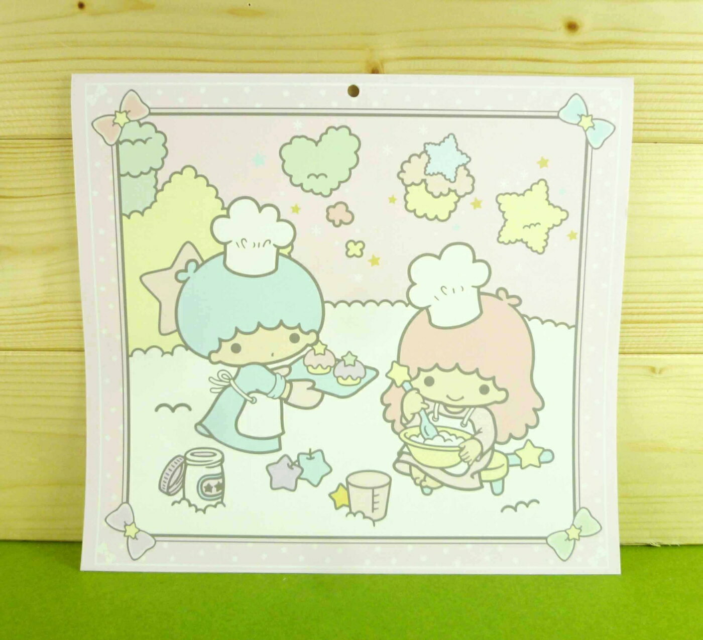 【震撼精品百貨】Little Twin Stars KiKi&LaLa 雙子星小天使 雙面卡片-粉廚師 震撼日式精品百貨