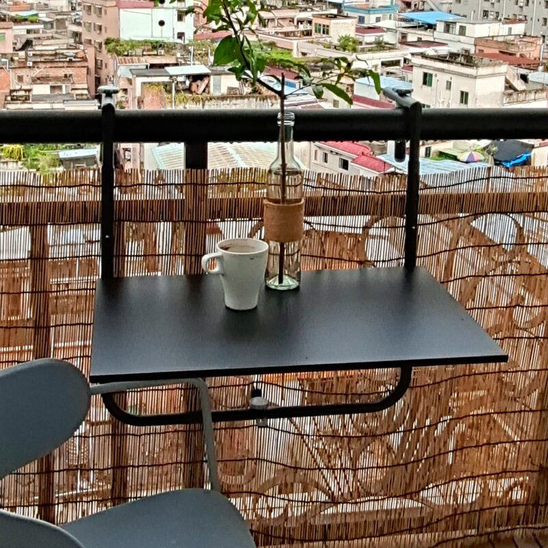 陽台欄桿掛桌 （新款）最小可掛寬度0.5cm可折疊陽台掛桌防銹防曬環保噴塑欄桿【xy5】