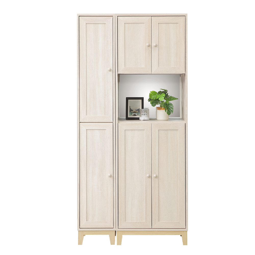 【直人木業】COCO田園奶油風鞋櫃組92公分-左開款(左開二門32公分+中空60公分) 1