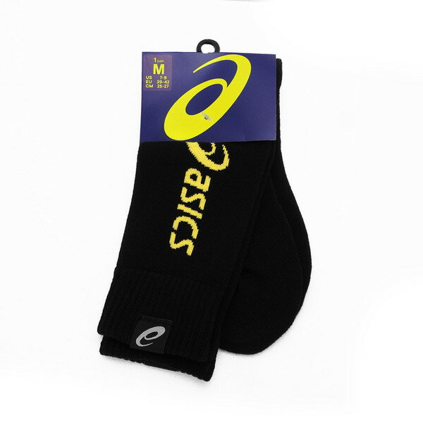 Asics [3033B770-001] 男女 中筒襪 運動 排球 羽球 慢跑 休閒 厚底 舒適 透氣 黑 黃