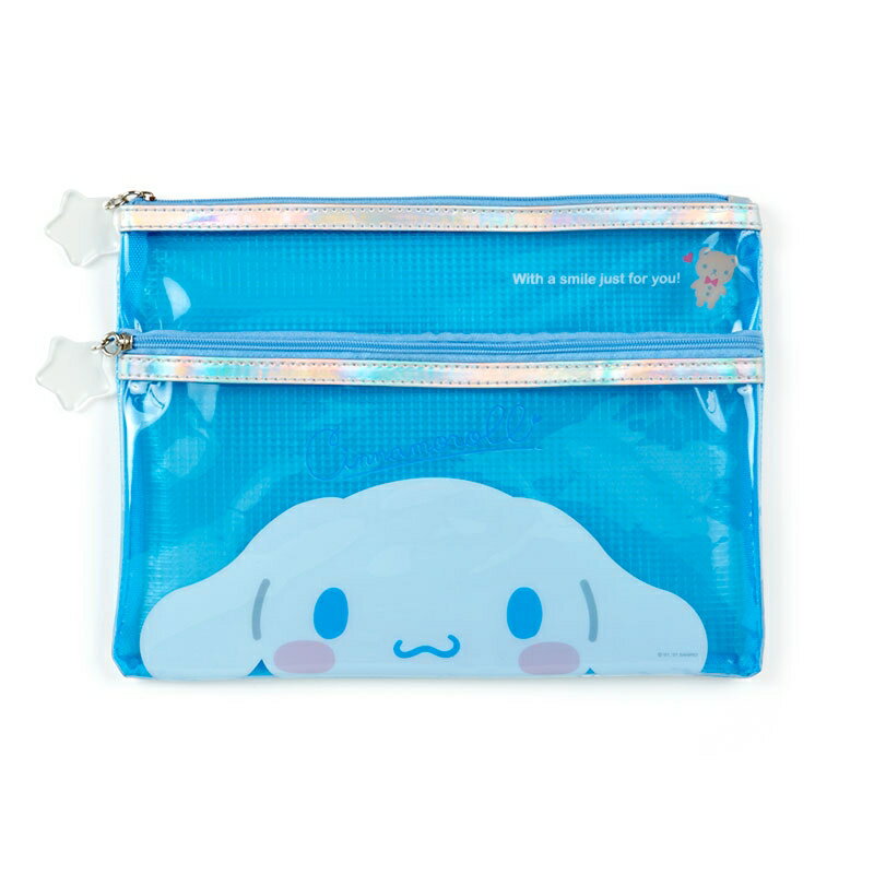 【震撼精品百貨】大耳狗 Cinnamoroll 日本三麗鷗SANRIO 透明雙拉筆袋*58311 震撼日式精品百貨