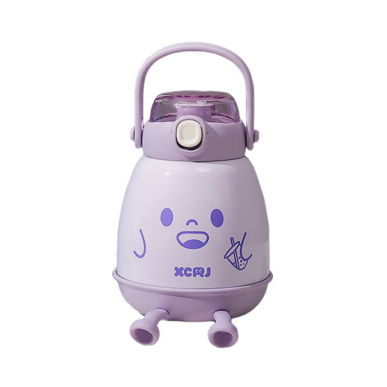 304不鏽鋼動動腳造型保溫杯750ml(附貼紙背帶)(紫) [大買家]