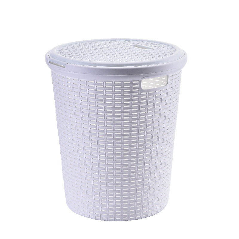 仿塑料收納籃收納筐 圓形帶蓋臟衣籃 洗衣籃