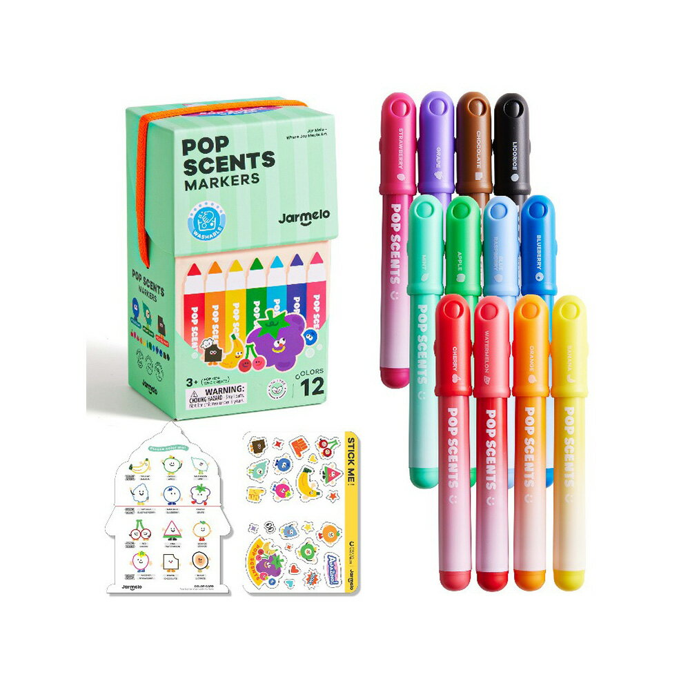 【JarMelo 原創美玩】水果香氛可水洗彩色筆(12色)
