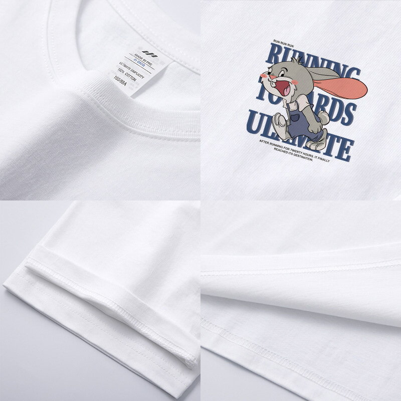 【喜挖】日系卡通印花短袖T恤男寬鬆潮牌夏季ins兔子情侶休閒半袖體恤上衣 3