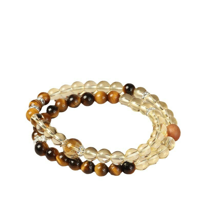 現貨+預購 黃水晶手鍊串珠手繩女手珠平安擋煞防小人轉運淨化招財開運-雙圈虎眼石6mm74kj34【獨家進口】【米蘭精品】 2