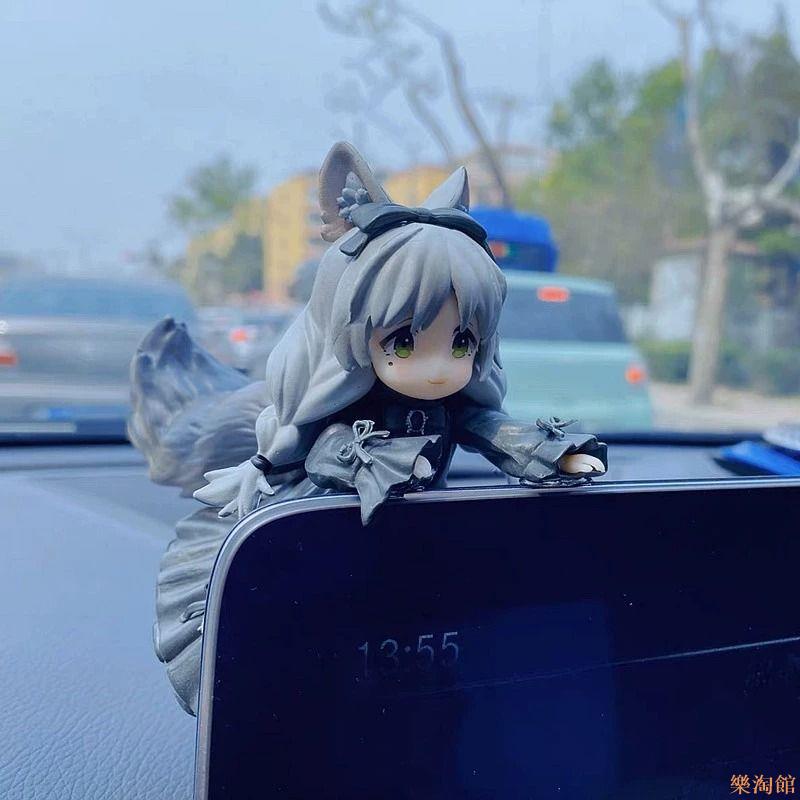 汽車擺件茶會貓螢幕可愛卡通女神款車載中控臺動漫玩偶車內裝飾品