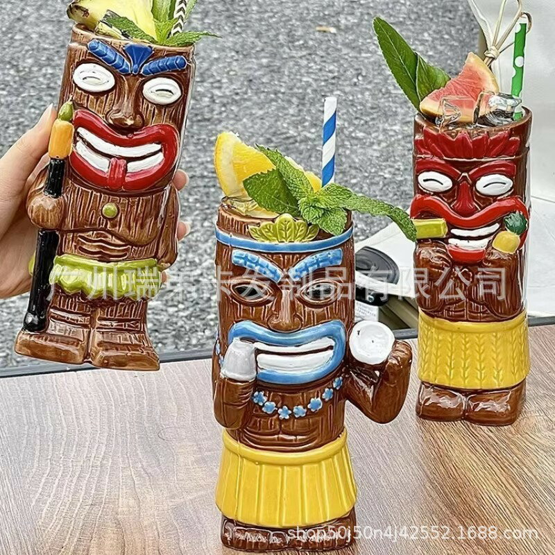 創意夏威夷雞尾酒杯個性夏威夷風情tiki杯杯子陶瓷杯提基杯殭屍杯