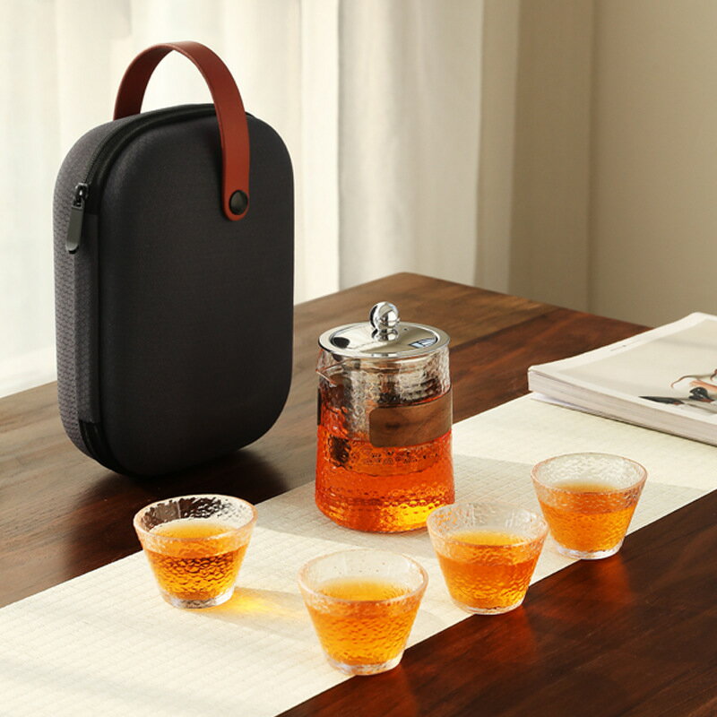 【喜挖】功夫茶具一壺四杯行動式套裝家用小套戶外旅行泡茶壺茶杯