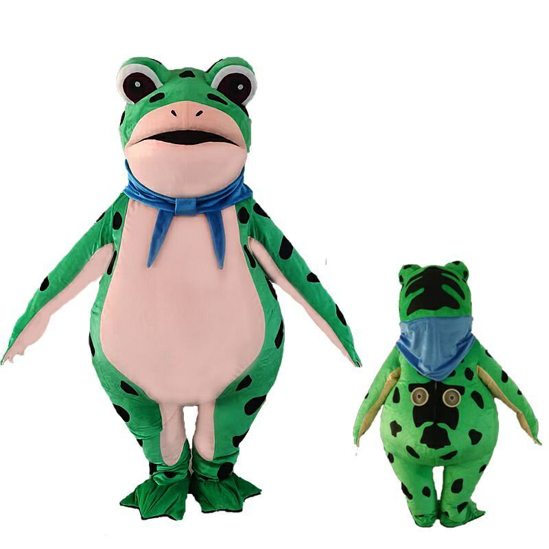 孤寡青蛙人偶服裝充氣癩蛤蟆人穿行走薄款擺攤賣崽蛙玩偶服 遊樂設施玩偶服活動道具充氣衣服表演服