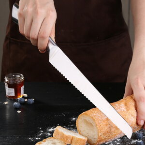 德國檢測家用不掉渣不銹鋼面包刀關東鋸齒割紋烘焙蛋糕吐司切片器