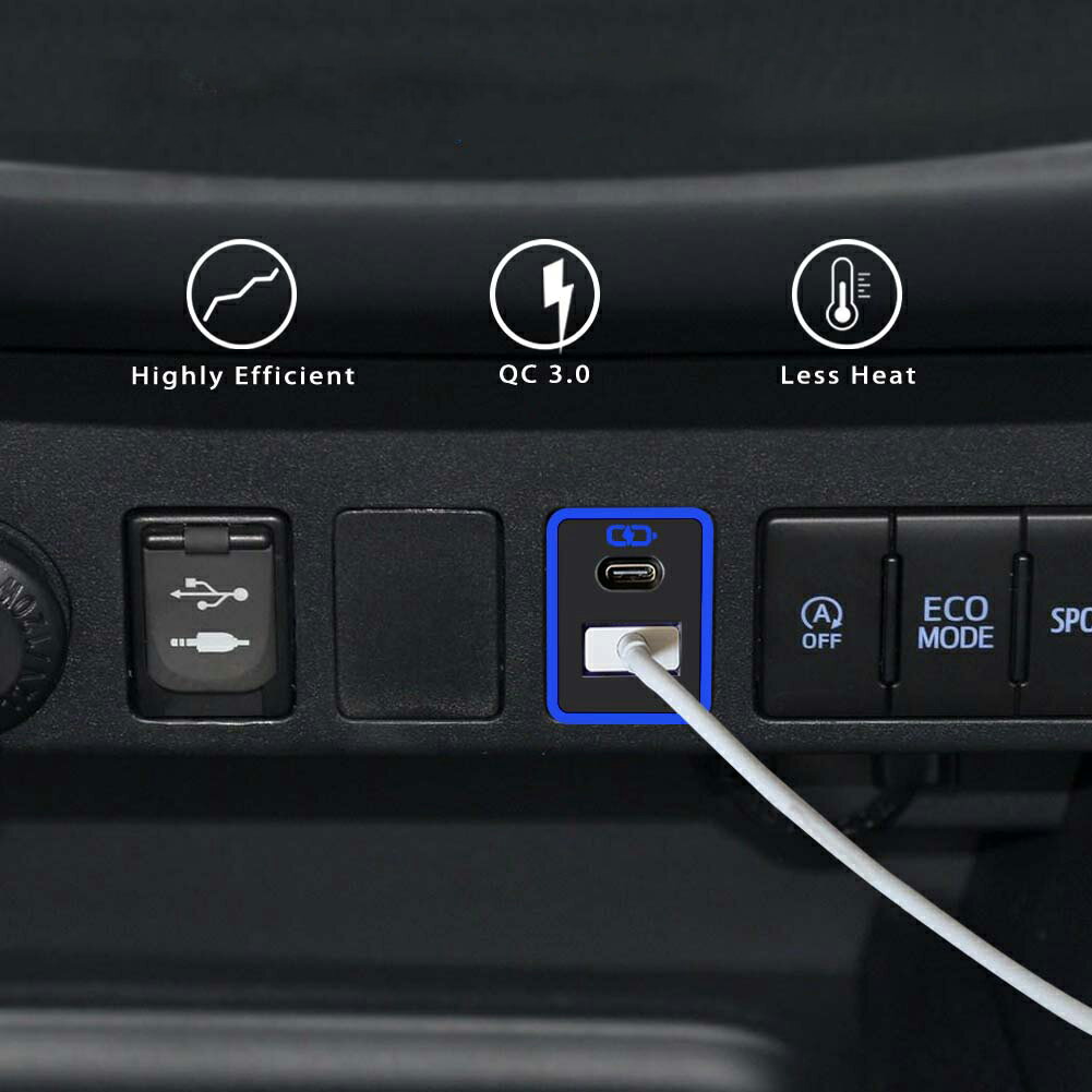 TOYOTA豐田車充 中型USB+Type C 免挖孔3.0快充「附翹棒」 5