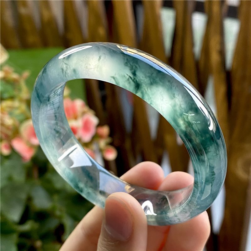 【現貨】冰種飄花玉石緬甸老坑正圈女式鐲子禮品貴妃處理飄綠翡翠玉手鐲【北歐家居生活】