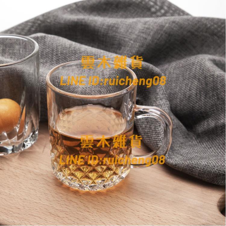 【10只裝】啤酒杯透明玻璃杯家用客廳喝水杯子帶把耐熱泡茶杯套裝【雲木雜貨】