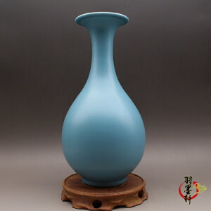 古玩收藏 清雍正 天藍釉 玉壺春瓶 古董陶瓷 仿古瓷器 高溫顏色釉
