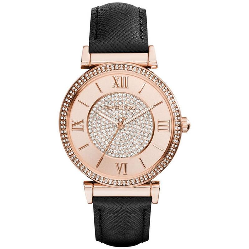 『Marc Jacobs旗艦店』美國代購 Michael Kors時尚水晶鑲鑽錶盤真皮錶帶女錶