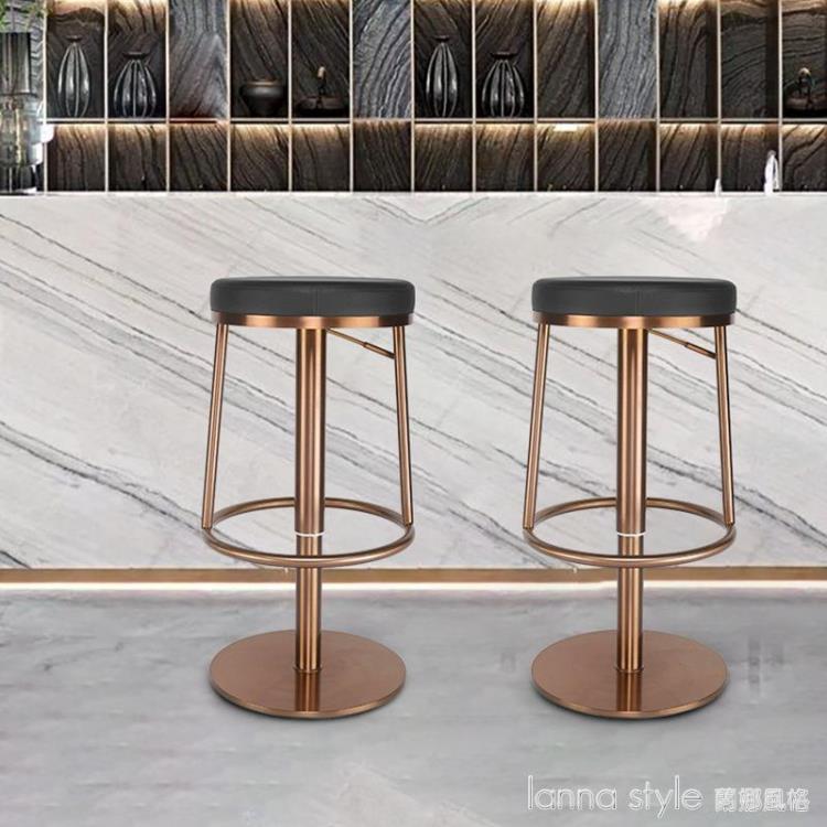 咖啡廳吧檯高腳椅餐廳前吧檯椅子現代輕奢不銹鋼珠寶店升降旋轉凳【顯示特賣】