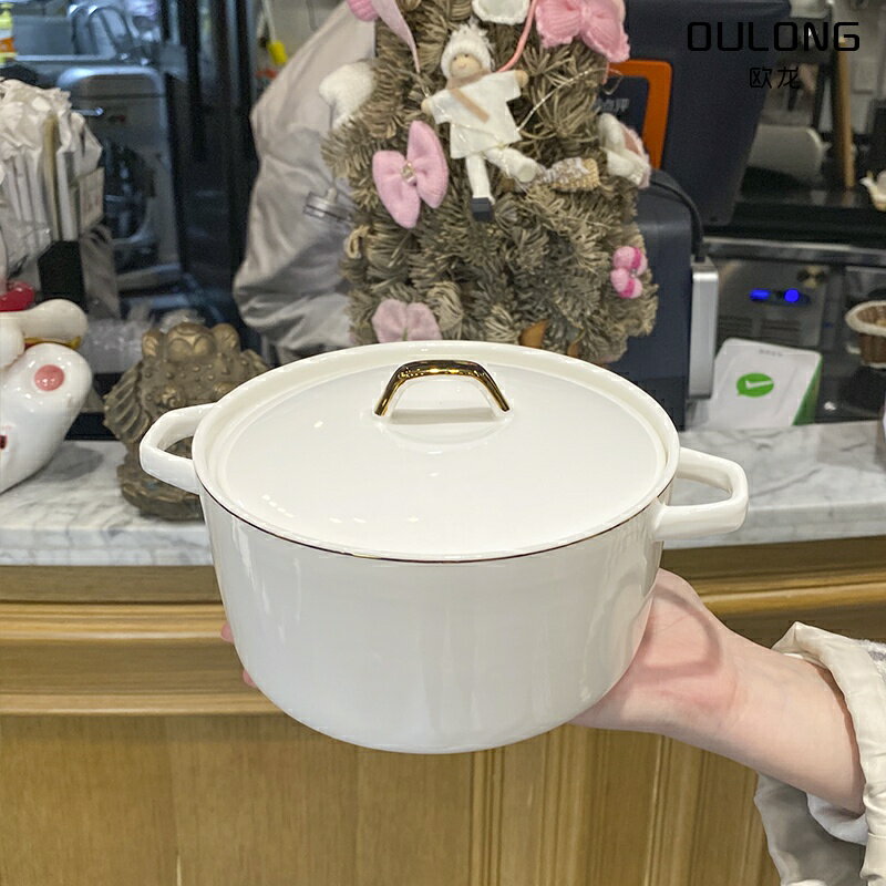 北歐風碗ins高檔陶瓷帶蓋泡麵碗家用輕奢創意餐具大湯碗帶手柄韓